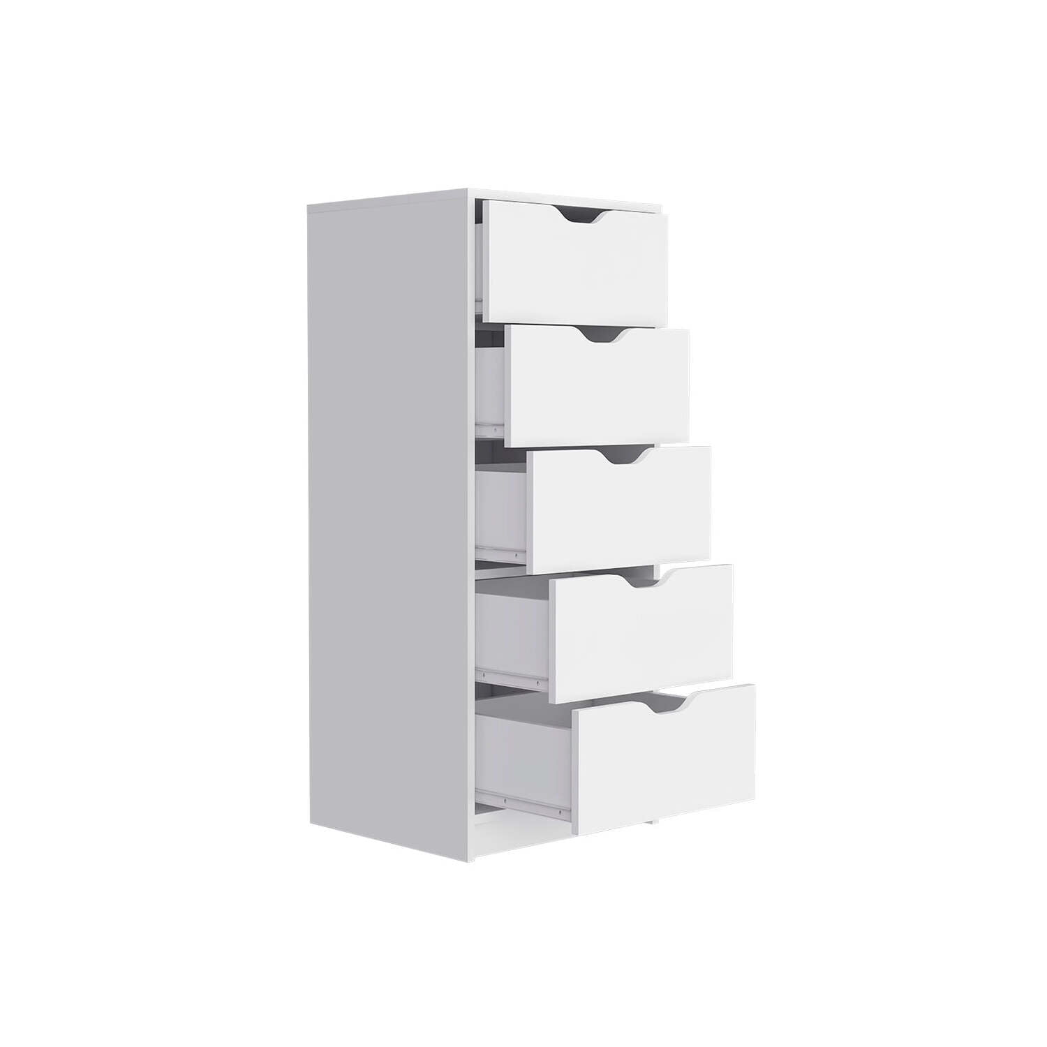 We Have Furniture Dresser Kamran, Five Drawer Narrows, White Finish