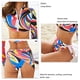 thumbnail image 4 of Conjunto de traje de baño de 3 piezas con cuello alto estampado, ajustado, de manga larga, para piscina y playa, de color XL, 4 of 5