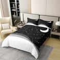thumbnail image 3 of Moon Print Bed Set Sparkle Stars Duvet Cover, Horoscopes Zodiac Bedding Set Full Constellations Astrology Comforter Cover, Starry Sky Bed Cover, Black Reversible 3pcs (Zipper Closure), 3 of 6