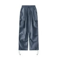 thumbnail image 6 of Women's Pants Fashion Casual Pants For Women Cargo Trousers Baggy Wide Leg With Elastic Oversized Vintage 90s Track Parachute Trousers Sweatp, 6 of 7
