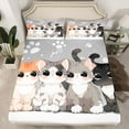 thumbnail image 2 of Feelyou Kawaii Cat Teens Queen Sheet Sets, Cute Cartoon Kitten Flat Sheet, Anime Animal Style Queen Fitted Sheet, Breathable Home Decor, 4 Pieces, 2 of 7