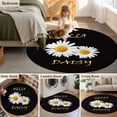 thumbnail image 5 of Round Area Rug 8 Ft, White Daisy Washable Non-Slip Circle Carpet for Living Room/Bedroom, Spring Hello Daisy Floral Black Collection Low-Profile Large Area Rugs for Indoor, 5 of 7