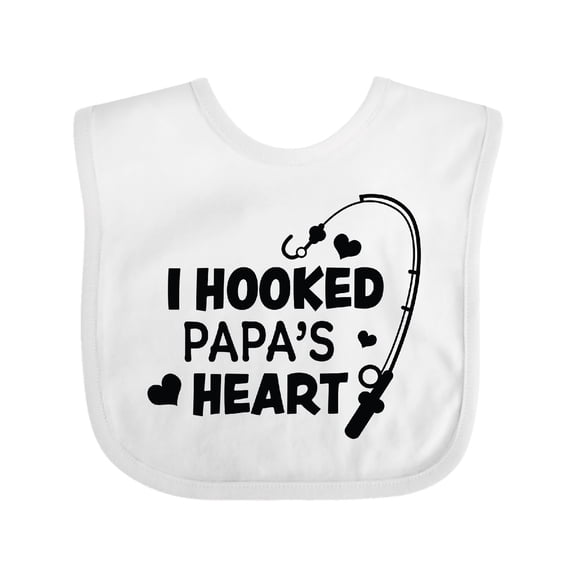 Inktastic I Hooked Papa's Heart with Fishing Rod Boys or Girls Baby Bib