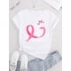 thumbnail image 2 of Camiseta básica de verano para mujerBreast Cancer Awareness Pink Ribbon & Butterfly Graphic T-Shirt for Women - Casual, All-Season Knit Fabric, Round Neck, Elasticity, Comfortable Short Sleeve TopFa, 2 of 6