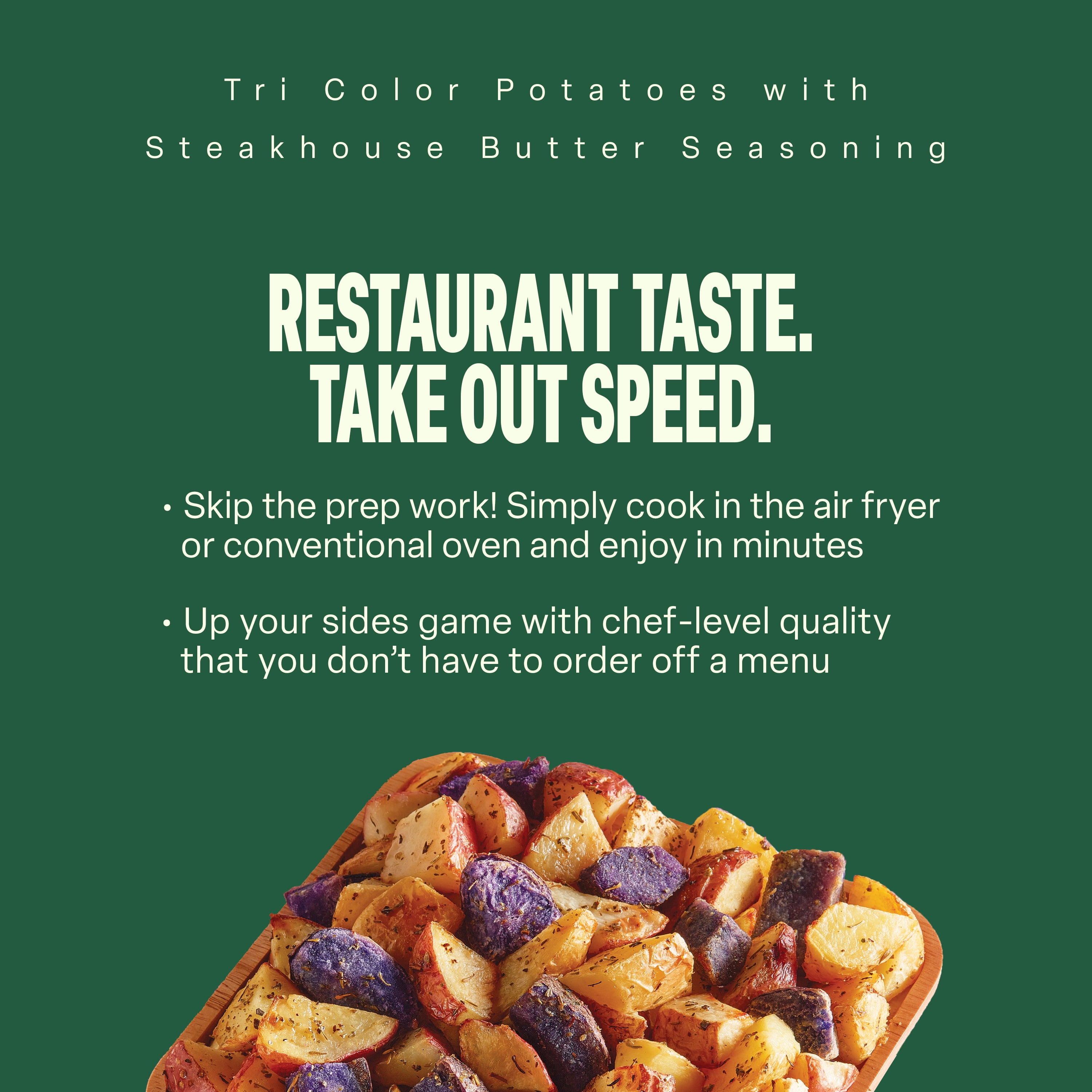 Green Giant Restaurant Style Tri-colored Potatoes, Steakhouse Butter, 14 oz Bag (Frozen)