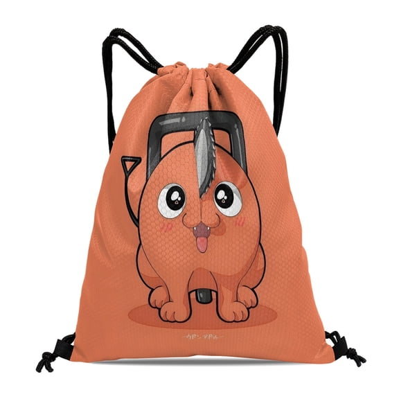 Pochita Pattern With Drawstring Pocket 15.7 * 17.7 Inches Comfortable Fabric Fashionable And Practical Showcasing Style