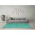 thumbnail image 3 of Ahgly Company Machine Washable Indoor Rectangle Oriental Turquoise Blue Industrial Area Rugs, 5' x 7', 3 of 4