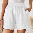 thumbnail image 2 of Women’S Shorts Double Layered Pleats Straight Leg Casual Pants High Waist Sports Loose Shorts Jean Shorts White S, 2 of 7