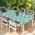 thumbnail image 2 of Christmas Trees Table Cloths for 5 Foot Rectangle Tables, Xmas Snowflakes Winter Pine Tree Green Patio Waterproof Elastic Fitted Tablecloths, Washable Rectangular Table Cover for Camping, 2 of 8