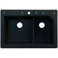 thumbnail image 3 of Transolid Radius 33in x 22in silQ Granite Drop-in Double Bowl Kitchen Sink with 3 CAF Faucet Holes, In Black, 3 of 4