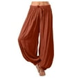thumbnail image 1 of Pantalones bombachos Gibobby talla grande mujer color Sólido Casual sueltos Brown XL, 1 of 5