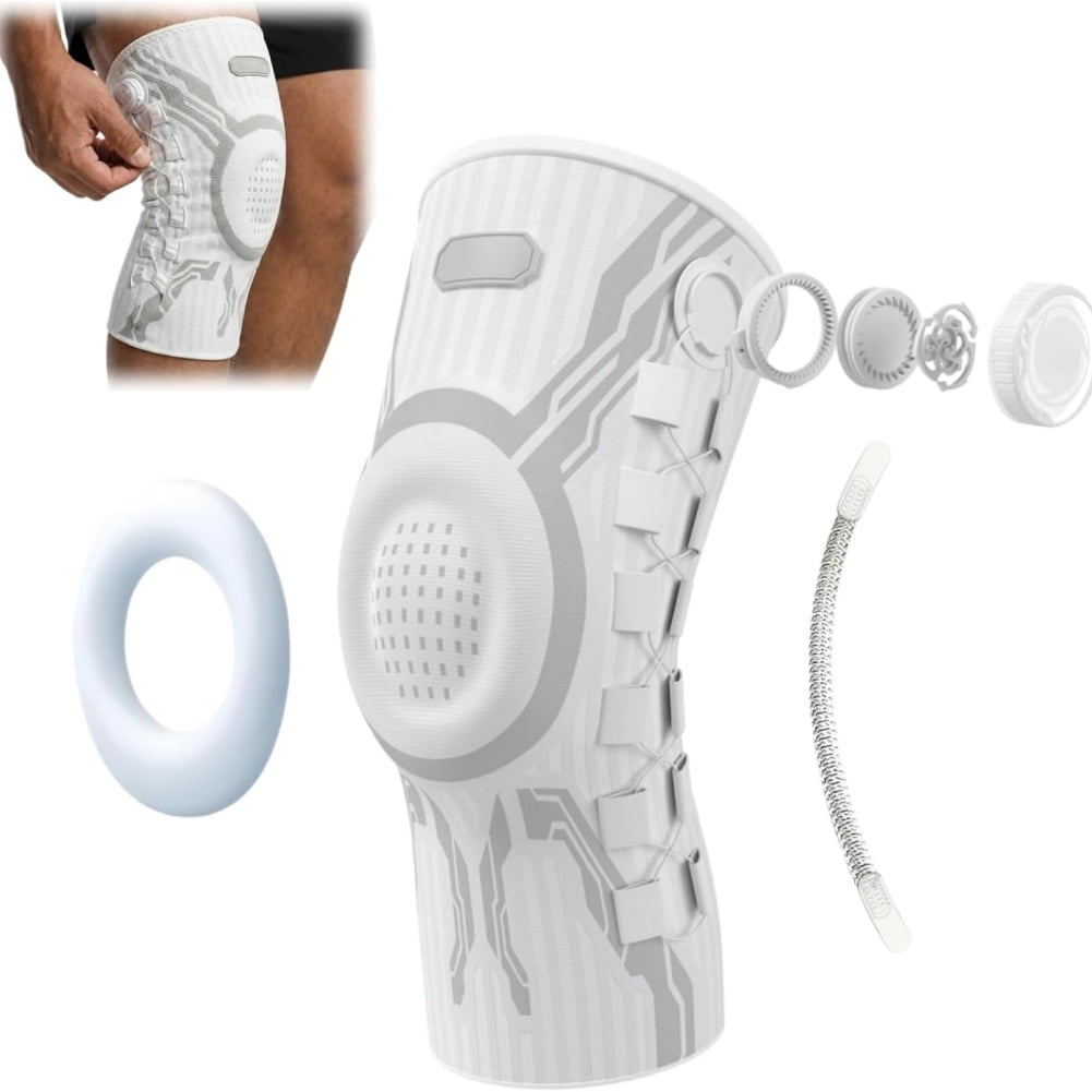 Kneevo Knee Brace, Adjustable Dial Knee Support with Strap System, Compression Knee Stabilizer with Patella Gel Pad & Side Stabilizers, Breathable Sports Knee Sleeve for Running