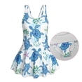thumbnail image 3 of FOR U DESIGNS Girls One Piece Swimsuit with Skirt Comfortable Hawaiian Swimwear with Skirt Modest Beach Swim Dress 3-13 Years, Turtle Leaf, 3 of 7