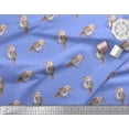 thumbnail image 2 of Soimoi Blue Cotton Poplin Fabric Watercolor Crowned Woodpecker Bird Printed Craft Fabric by the Yard 58 Inch Wide, 2 of 3