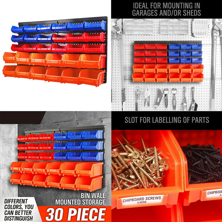SWANLAKE 30PCS Wall Mounted Storage Bins, Plastic Garage Rack,Screw Storage,Tool  Organizers. - Yahoo Shopping