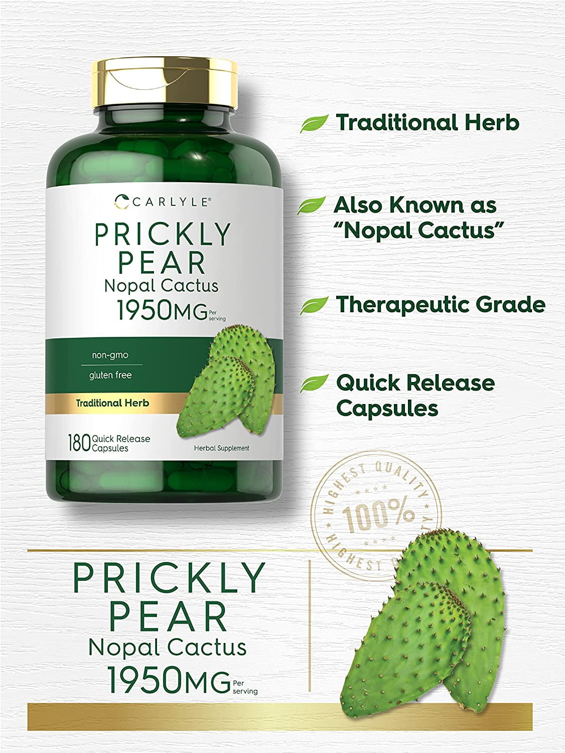 Prickly Pear 1950mg | 180 Capsules for Men and Women Jamaica | Ubuy