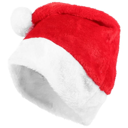 Minkissy Red Plush Santa Hat Christmas Holiday Costume Accessory Soft Warm Festive Headwear 1 Set