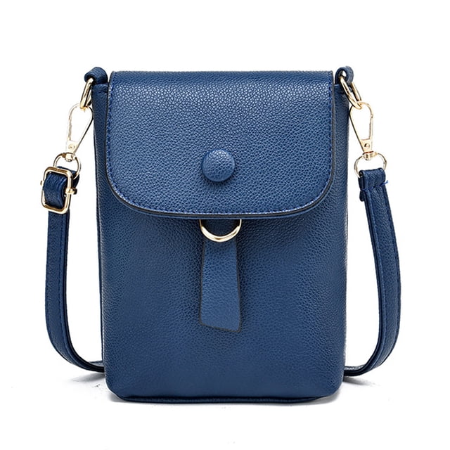 Bolsos Bandolera para Mujer Pequeño Cuero Vegano Mini Cartera De Hombro Tarjeta Acolchada Monedero,Azul