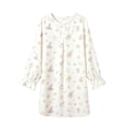 thumbnail image 4 of JIAYUE Girl Kids Nightgown Comfortable Lightweight Halloween Funny Print Long Sleeve Ruffle Cuff Round Neck Button Front Loose Fit Cute Pajamas For Holiday Party Family Indoor Loungewear, 4 of 5