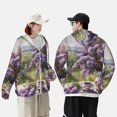 thumbnail image 4 of KLL Lilas Théière Peinture Scénique Imprimée Hommes Femmes UPF 50+ Protection Solaire Veste à Capuche Manches Longues Pêche Randonnée Performance-Petit, 4 of 7