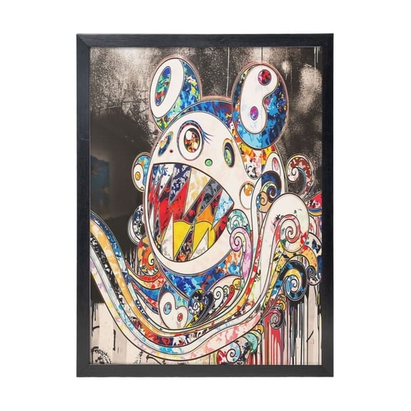 Takashi Murakami - Mirrored Reality Black Framed Canvas Wall Art Fashion Decor, 12x16in Wall Decor For Living Room, Bedroom, Office