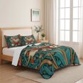 thumbnail image 5 of Twin XL Quilt Set 68''x98'', William Morris Plant Floral Lightweight Bedspread Coverlet Set with 2 Pillow Shams, Retro Lotus Flower Leaves Breathable All Season Quilt Bedding for Dorm/Guest Room, 5 of 9