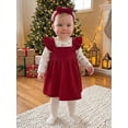 thumbnail image 6 of Loicainy Infant Baby Girls Christmas Outfit 3 6 12 18 Months Holly Berry Romper Overall Dress Headband Clothes Set, 6 of 8