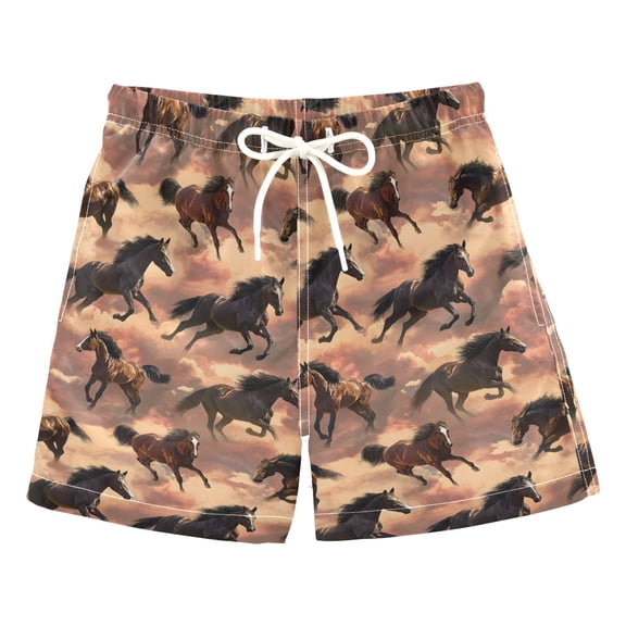 joogoo Boy Swim Trunks Horses Running Bathing Beach Board Shorts M