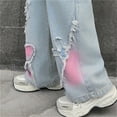 thumbnail image 6 of Kids Girls Cute Baggy Jeans Y2k for Women Girls Heart Butterfly Pants Aesthetic Streetwear Gothic Clothing Denim Wide Leg Pants Trousers (7-8 Years, Sky Blue), 6 of 7