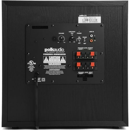 Polk Audio - PSW10 10" Powered Subwoofer, 100W Peak Power, Compact Design, Easy Setup with Home Theater Systems - Black