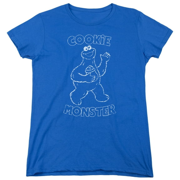 Sesame Street Simple Cookie S/S Women's T-Shirt Royal Blue