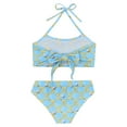 thumbnail image 4 of Alvivi Girls Two Piece Swimsuit Halter Crop Tank Top with Bottoms Summer Seaside Swimwear Light Blue 5-6, 4 of 7