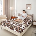 thumbnail image 4 of Castle Fairy Teens Adults Farmhouse Animal Horse 4 Pieces Queen Sheet Sets,Boho Aztec Ultra Soft Flat Sheet,Abstract Cow Print Queen Fitted Sheet,Luxury Bedroom Decor, 4 of 7