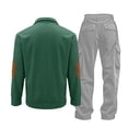 thumbnail image 3 of Dovford Corduroy Shirt and Pants Set for Men Long Sleeve Sweatshirt Stand Collar Loose Fit Pullover with Trousers for Men, 3 of 6