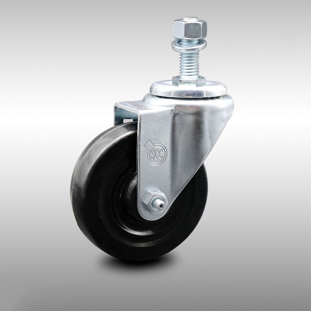 Stainless Steel Hard Rubber Swivel Threaded Stem Caster w/4" x 1.25