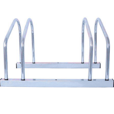 2 Bike Floor Stand 22-28" Wheels Galvanized Indoor Outdoor Parking Rack