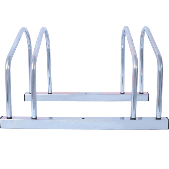 2 Bike Floor Stand 22-28" Wheels Galvanized Indoor Outdoor Parking Rack