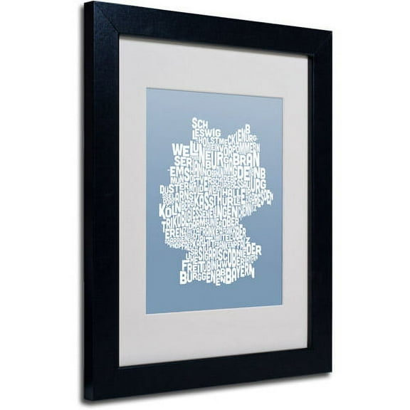 Trademark Fine Art "STEEL-Germany Regions Map" Matted Framed by Michael Tompsett