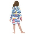 thumbnail image 7 of FORMRS Niños Bathrobe Unisex Hooded Robe Soft Plush Pajamas Sleepwear, Size 2-3T, Red Hand Drawn Sailboats, 7 of 7