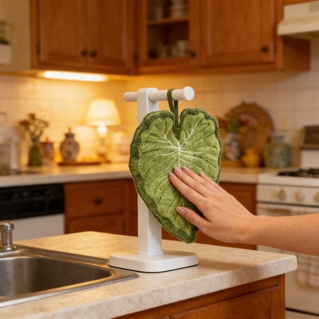 Swiftyle 4 Pcs Tropical Leaf Hand Towels Soft Absorbent Bathroom Kitchen Towels Monstera Alocasia Decorative Towels Fast Drying