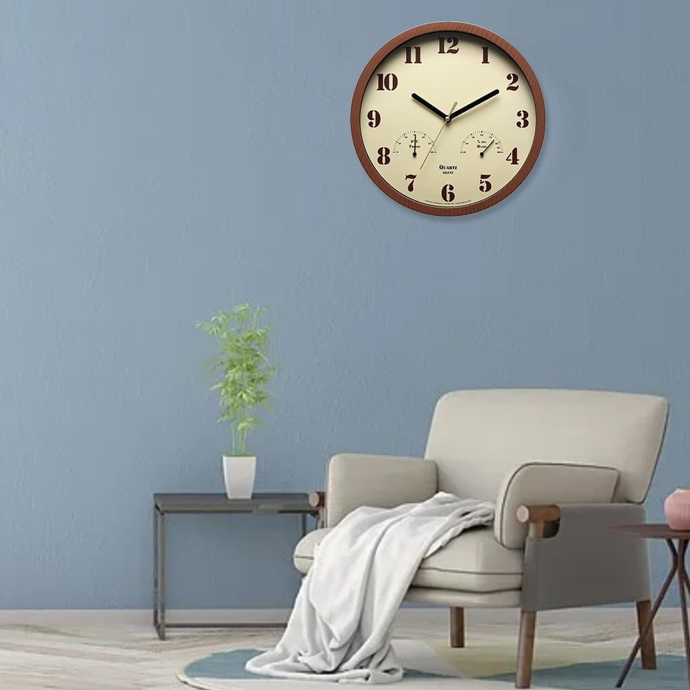 RANME Small Outdoor Clocks For Patio With Thermometer & Hygrometer Indoor Outdoor Use