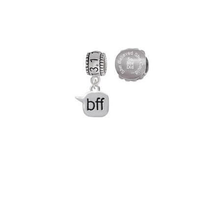 Silvertone Text Chat - bff - Best Friends Forever - 13.1 Half Marathon Run She Believed She Could Charm Beads (Set of