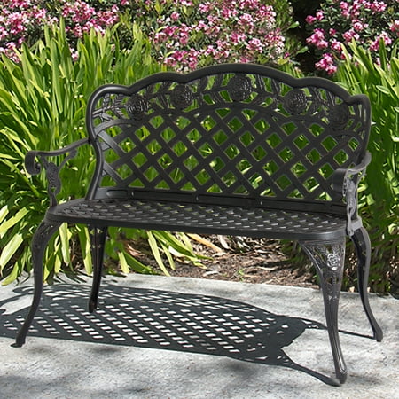 Antique Garden Furniture For Sale Uk Best Choice Products 2-Person Aluminum Garden Bench Patio Furniture with Rose Detail Lattice Backrest and Seat, Bronze ()