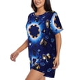 thumbnail image 2 of Fotbe Blue Casino Print Pajama Set for Women 2 Piece Loungewear Short Sleeve Tops and Shorts Set Soft Sleepwear-XX-Large, 2 of 7