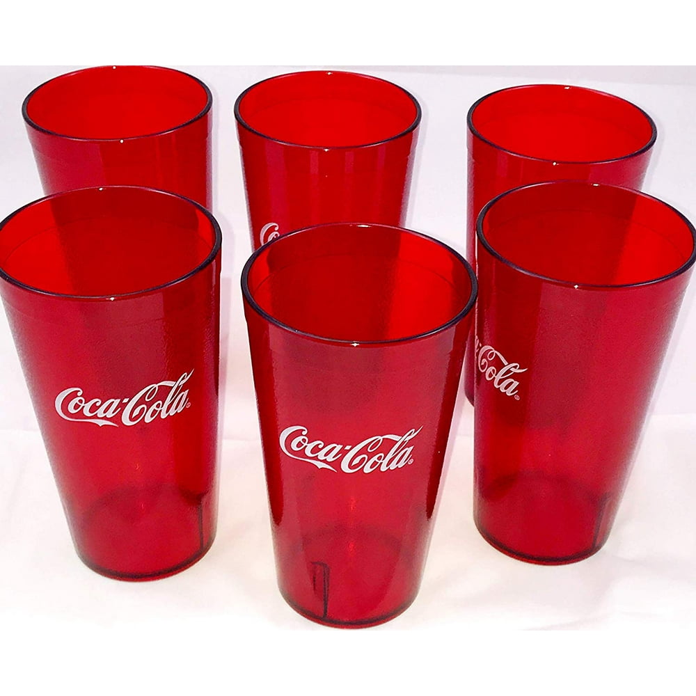 New (6) Coke Coca Cola Restaurant Red Plastic Tumblers Cups 16oz