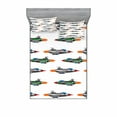thumbnail image 2 of Ambesonne Colorful Fitted Sheet & Pillow Sham Set, Jets Aviation Design, Twin, Multicolor, 2 of 3