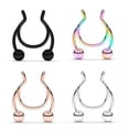thumbnail image 4 of K-KED Nose Ring Hoop Fashion Punk Ring Nasal Septum Septums Piercing Clip Delicate Jewelry -Multicolor, 4 of 9