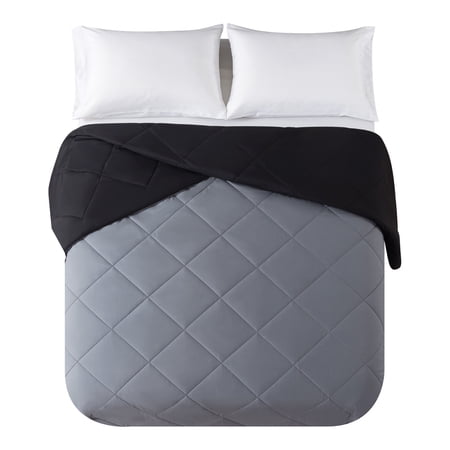 MAINSTAYS REVERSIBLE MICROFIBER COMFORTER, BLACK, FULL/QUEEN