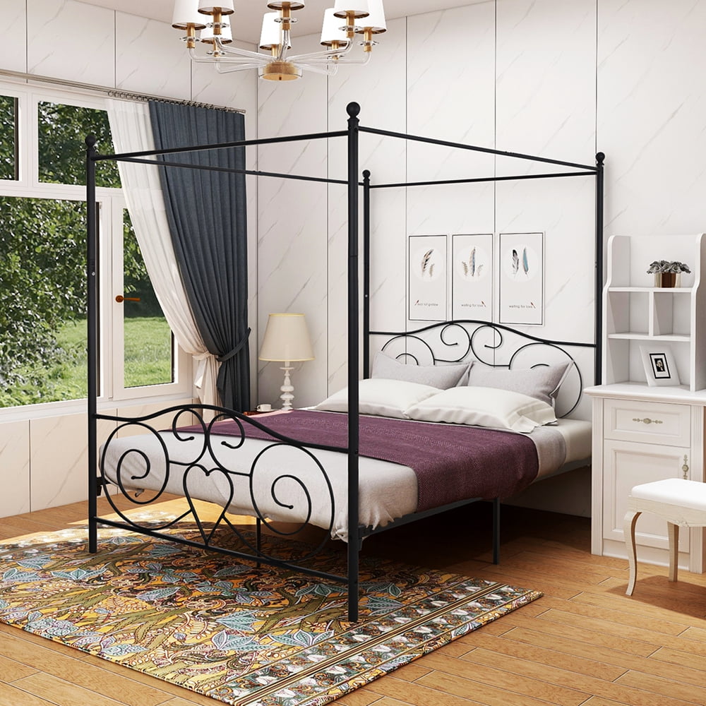 queen canopy bed frame