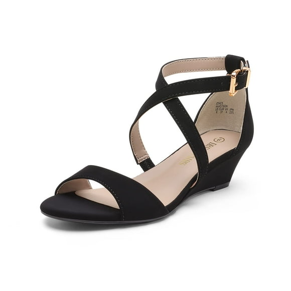 Sandalia DREAM PAIRS JONES Negra de Nobuk con Tira Ancha y Tacón de 5 cm